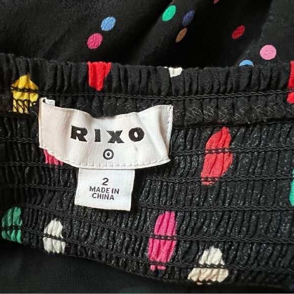 Rixo polka dot smocked party dress puff sleeve - Picture 3 of 6